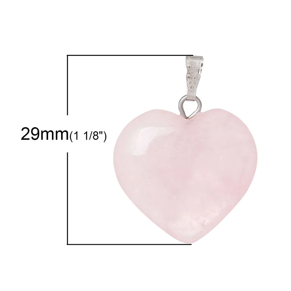 Подвески DoreenBeads розовые кварцевые в форме сердца 27 мм x 21 (1 1/8 &quotx 7/8&quot) 5 шт. для
