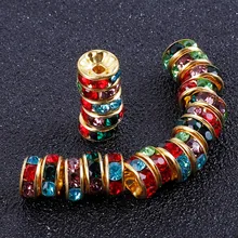 50 unid/lote 8mm Rhinestone Rondelles cristal suelta perlas espaciador dije cuentas para DIY a mano resultados de la joyería de hacer accesorios