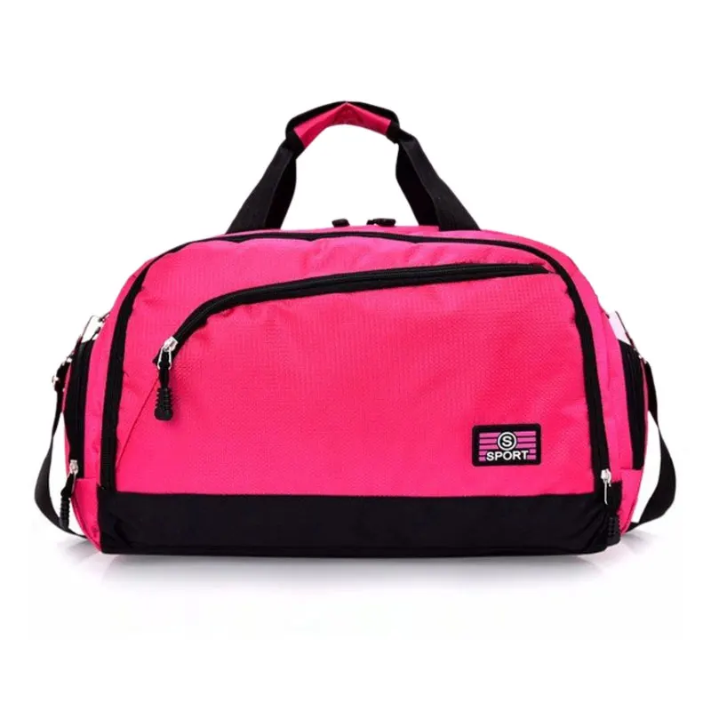 Scione женские водостойкие спортивная сумки дорожные мужские большие емкости нейлоновая Простые фитнес сумка через плеч - Цвет: Rose Red