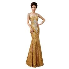Gold Pailletten Abendkleider Lange 2017 Luxus Meerjungfrau Strass Perlen Lace up Abendkleid Formales Kleid für Hochzeit 12161114