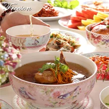 Europe Pastorale Bone China Rice Bowl Soup Noodle Bowl Lunch Box Porcelain Salad Tableware Food Container