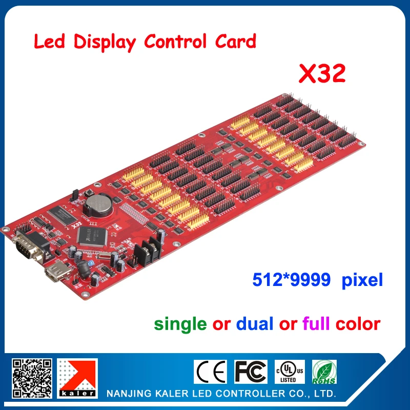 

kaler China Manufacturer Kaler led display card X32 512*9999 pixel LED control asynchronous led sing message control card