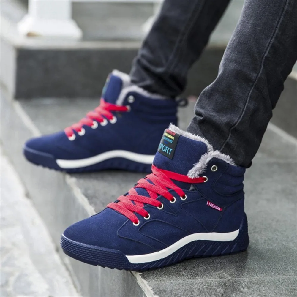

2019 Winter Men's Warm Thick Villus Fleece Faux Fur Leather Good Quaity Rubber Sole Non-Slip Fashion Snow Casual Shoes