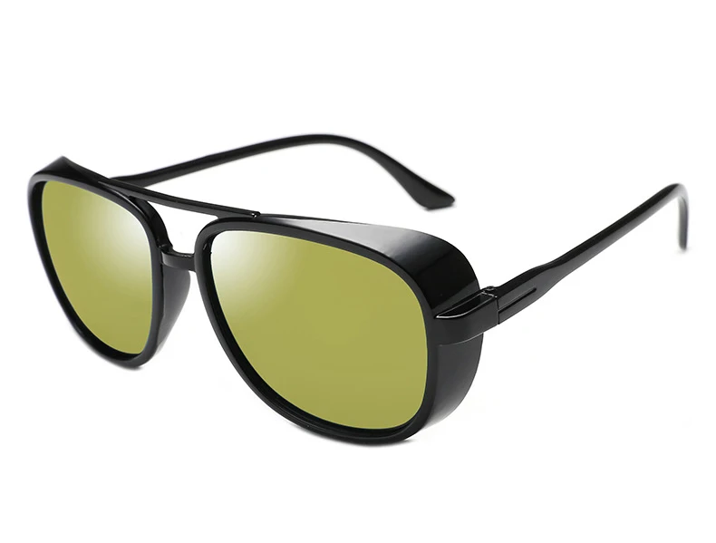 Новая мода квадратная оправа пара панк стиль боковые солнечные очки с сеткой мужские брендовые дизайнерские Винтажные Солнцезащитные очки Oculos De Sol SS015 - Цвет линз: Gold Mirror