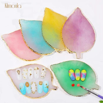 

Natural Leaf Nail Art Painting Palette Resin Stone Drawing Board Stand Holder Gel Polish DIY Manicure Nail Display Tools
