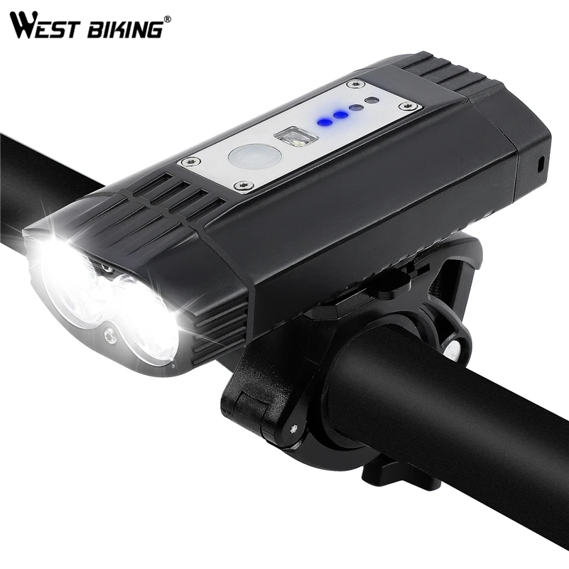 WEST BIKING 4000mAh Bicycle Light T6 USB MTB Road Bike Headlight Flashlight Bike Accessories 5 Mode LED Cycling Front light Lamp