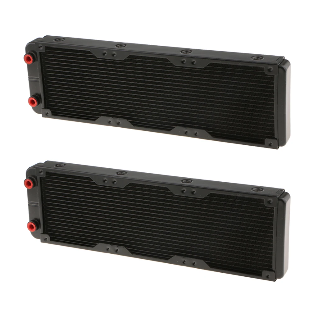 2xPC Radiator Water Cooling Row 18 Pipes for CPU Heatsink 360mm Thread mouth