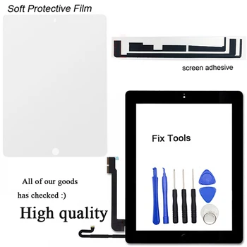 

1PCS Brand New has button For iPad 4 A1458 A1459 A1460 Digitizer Touch Screen Outer Panel Front Glass Lens+Adhesive+Protect Film
