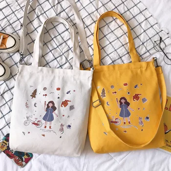 

Canvas Messenger Bags for Women 2019 Summer New Hot Fashion Preppy Style Female Casual Zipper Simple Handbags Shoulder Bags
