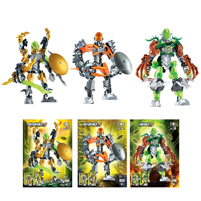 Bionicle Hero завод 5 звезд солдат Zontcen Saroak сардуб робот строительный блок кирпичи