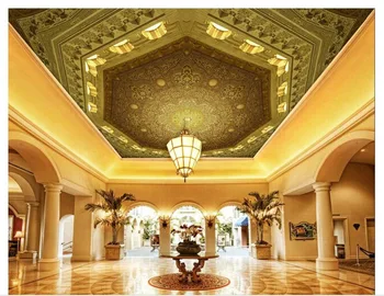 

3d photo wallpaper Custom 3d ceiling wallpaper 3D retro new European-style simple pattern architecture ceiling Zenith Mural