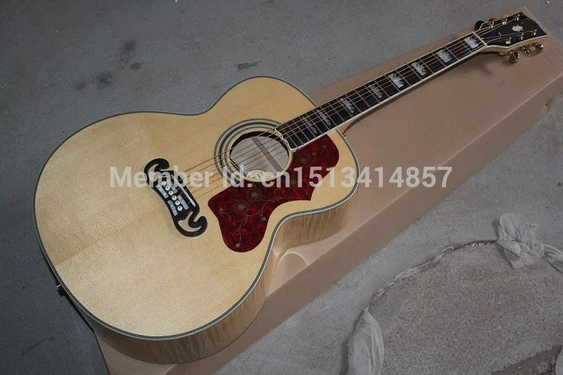 

Free shipping Chinese Factory Custom 2017 100% New J 200 acoustic guitar ,flame maple back and side guitar,with 101 EQ 323