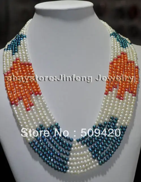 

~~ Free ShippingWOW! 18-22" Genuine 8rows 4-5mm freshwater pearl Necklace