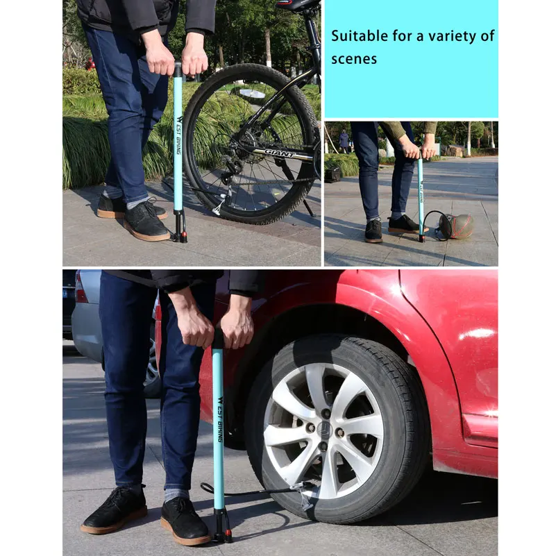 WEST BIKING стальной велосипедный насос 120/160PSI воздушный высокого давления для
