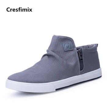 

Cresfimix hommes chaussures male fashion comfortable slip on flat shoes with side zipper lady fashion casual canvas shoes b2356