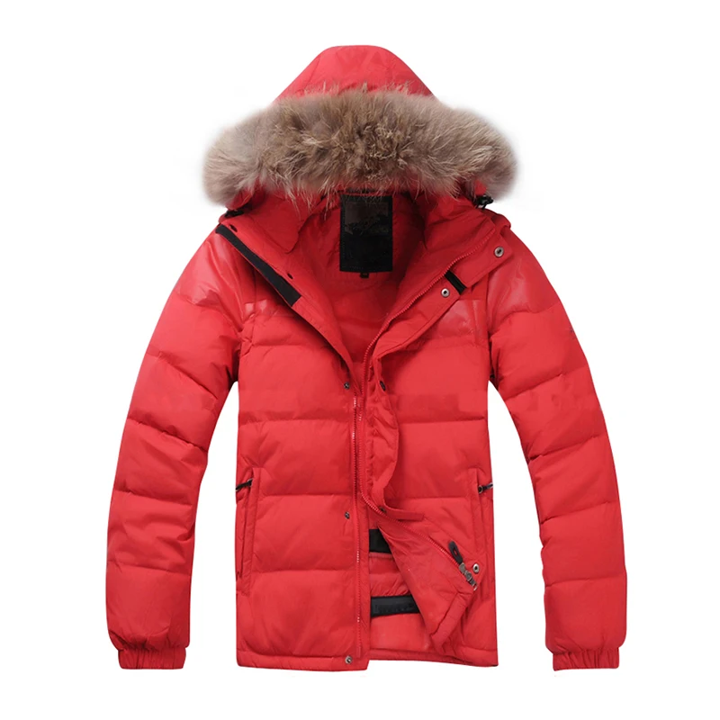 

2019 New Winter Men Down Jacket White Duck Down Real Raccoon Fur Sleeves Detachable Hooded Down Jackets Coats Free Shipping