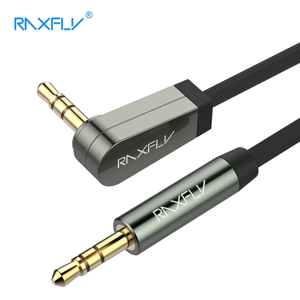 

RAXFLY 3.5mm Audio Aux Cable 90 Degree Right Angle Flat 3.5 mm Jack Cable For iPhone Car MP3 4 Headphone Beats Speaker Aux Cord