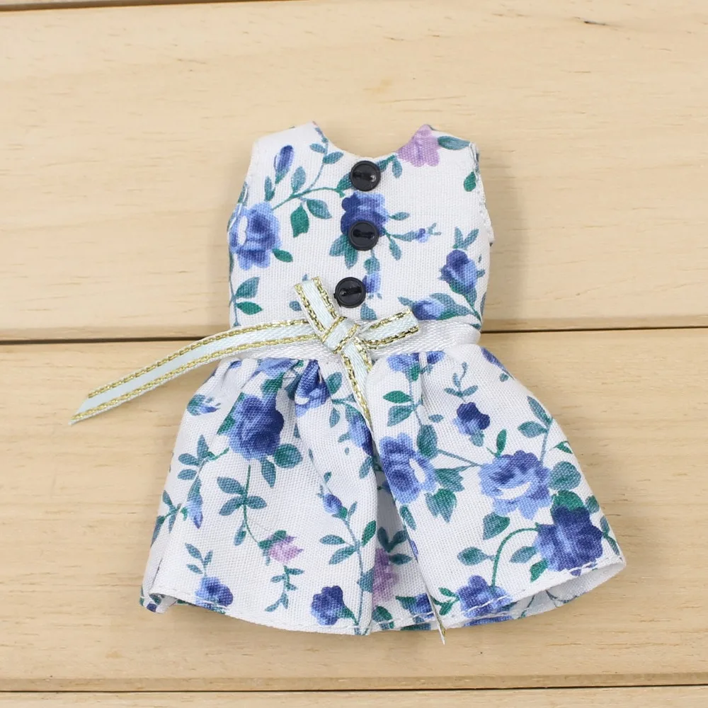 Только для куклы middie blyth 1/8 20 см бело голубое платье с пуговицами|for dolls|dress for dolls1/8