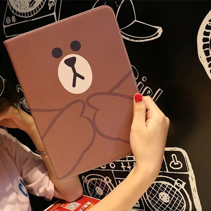 

Luxury Retro Ancient Vintage Old Flip Book Style Cartoon PU Leather Case Magnetic Stand Smart Bear Cover For iPad Mini 123
