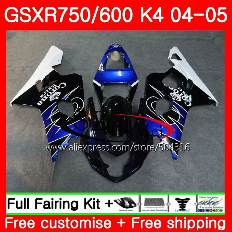 Корпус для SUZUKI синий corona GSXR 600 750 04 05 GSXR600/750 GSX-R750 30SH12 GSX-R600 K4 GSXR750 04 05 GSXR600 2004 2005 обтекатель