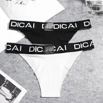 

Sexy Women Thong Breathable Soft Letter Print Sheer Milk Silk Bikini G-String Panty Transparent Seamless Female Briefs Lingerie