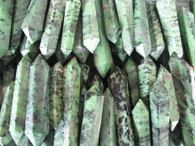 

WHOLESALE 1kg NATURAL Epidote & ruby crystal quartz DT WAND POINT