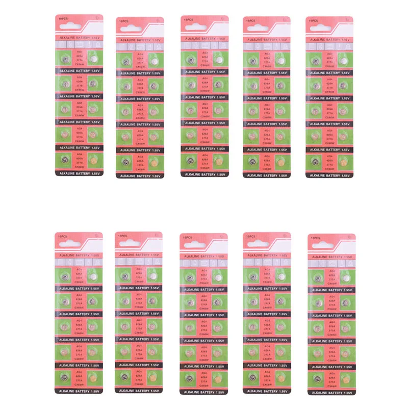 Лот 100 шт AG4 GA4 SR626 376 377 565 D377 LR626 LR66 SR66 1 55 V Щелочная батарея Кнопка монета батареи для