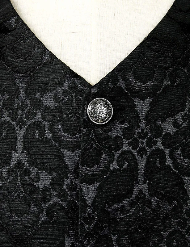 Черный костюм в стиле стимпанк жилет мужской Готический викторианский однобортный парча средневековый Хэллоуин косплей жаккардовый жилет костюм 3XL