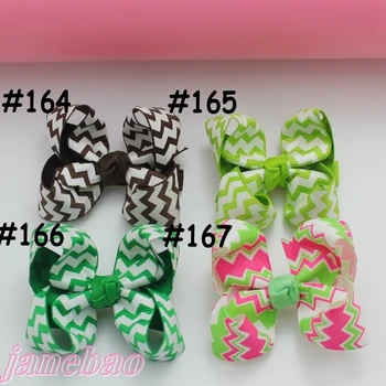 

free shipping chevron ribbon 220ps mix color 3'' fashion Boutique hair bows toddle bows hair accessories