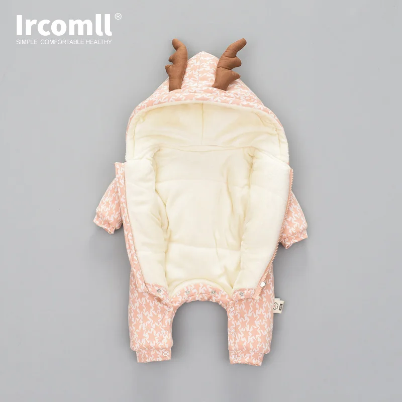 Ircomll для новорожденных девочек и мальчиков теплый комбинезон для младенцев Одежда с рождественским оленем Детский комбинезон с капюшоном одежда для малышей Зима O