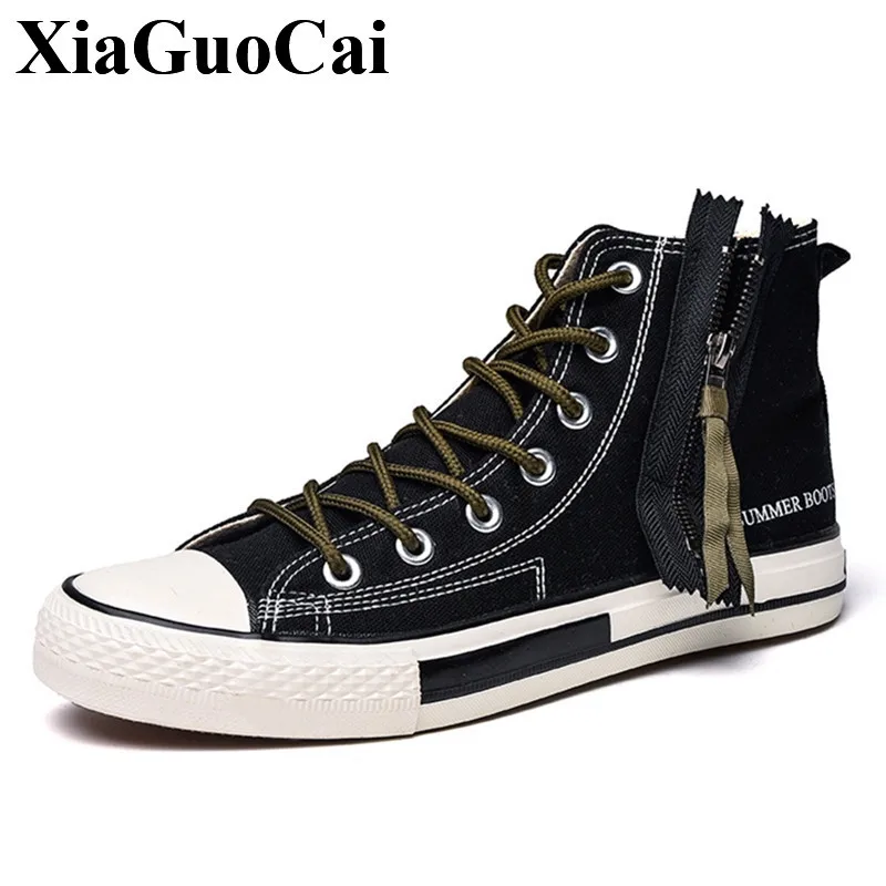 Download Men High Top Canvas Shoes Classic Round Toe Flat Casual ...
