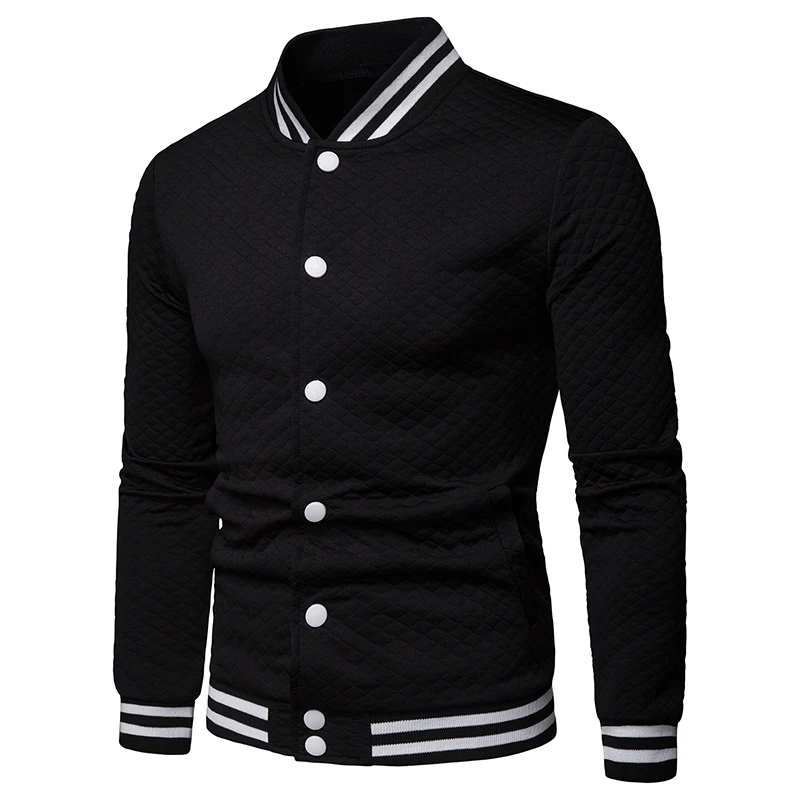 

2019 autumn new jacket men contrast color stripe mens windbreaker classical baseball collar bomber jacket casual outerwear coat