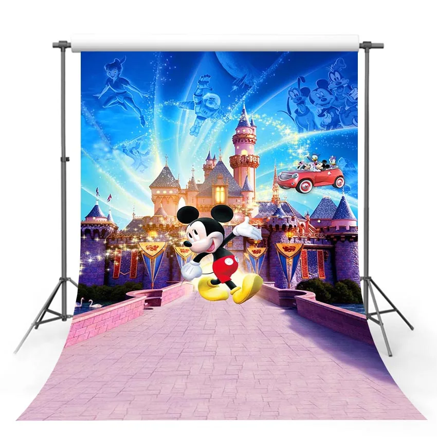 

Vinyl Photography Backgrounds Baby Shower Birthday Party Cartoon Micky Mouse Character Happy Birthday Party Banner Photocall