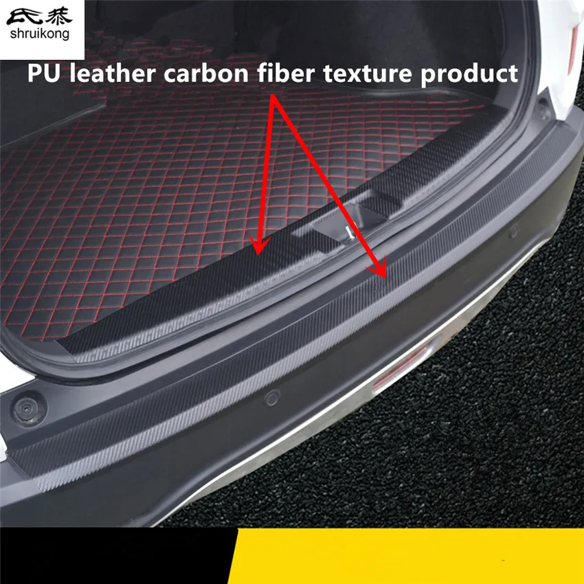

1pc car sticker carbon fiber texture PU leather trunk door sill decorative cover for 2015 2016 2017 HONDA XRV X-RV HR-V