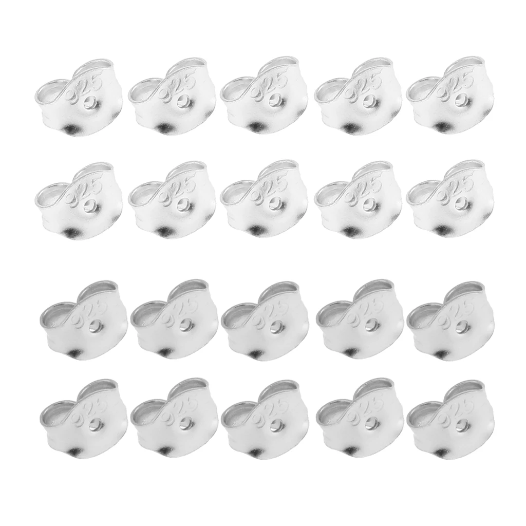 16 Pieces 925 Replacement Earring Backs Stoppers for Ear Studs DIY Craft