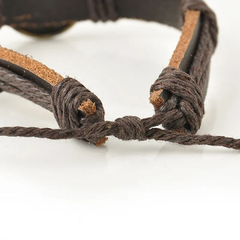 Charms Unisex Leather Bracelet Shellhard Punk Handmade Braided Wristband Yin Yang Bracelets & Bangles For Women Men Jewellery