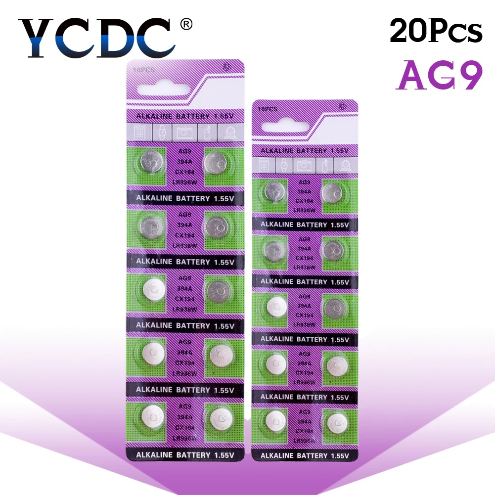 

20pcs/pack LR936 394 AG9 Button Battery SR936 194 Cell Coin Alkaline Batteries 1.55V SR936SW CX194 For Watch Toys Remote