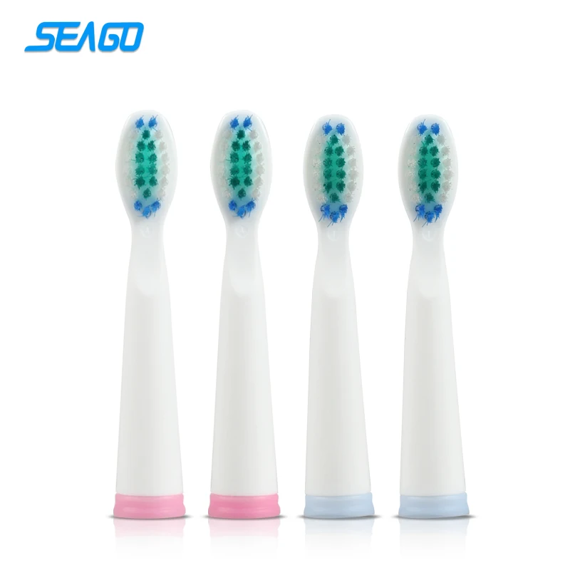 

SEAGO 4pcs/pack Whitening Bristle Replacement Brush Head For SG910/SG917/SG908/SG909/SG507 Snap-on Toothbrush Head SG899