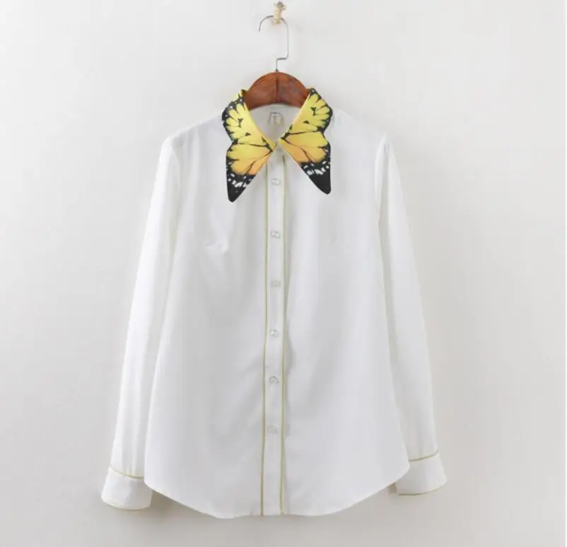 

custom made Retro elegant and delicate butterfly print collar shirt