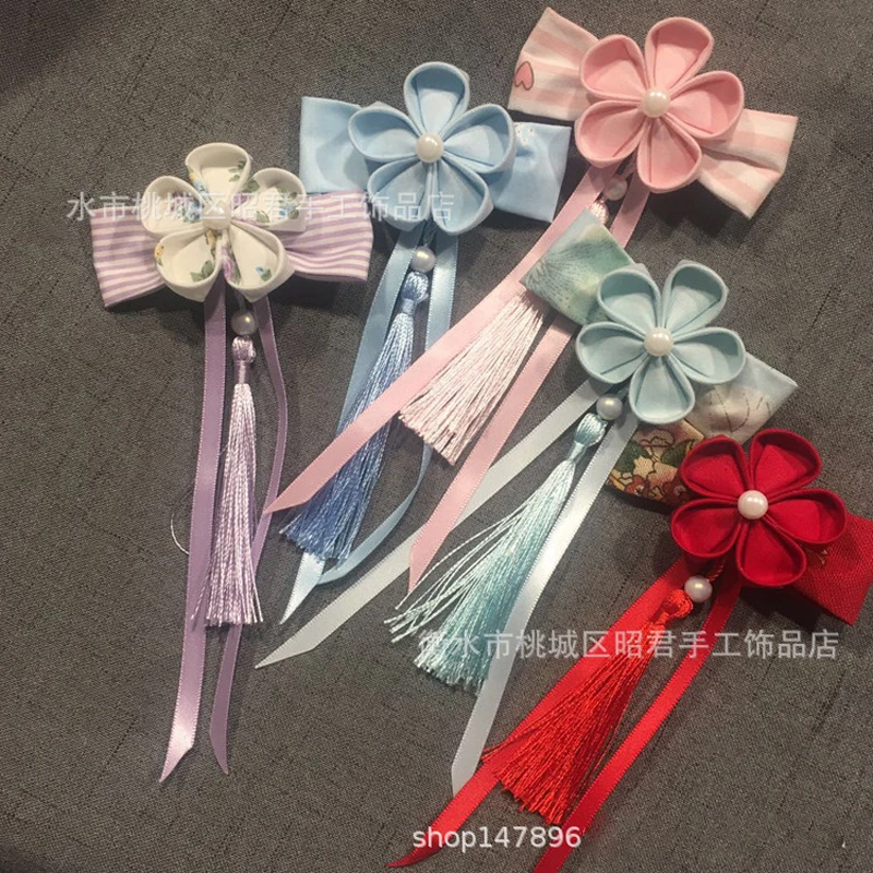 

1PCS Chinese Traditional Style Handmade Flower bow-knot Tassels Hair Pins Festival Hair Clip Kids Hair Accessories Gift