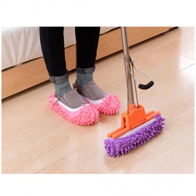 1 Pair Dust Mop Slippers Microfiber Chenille Floor Dust Cleaning Socks