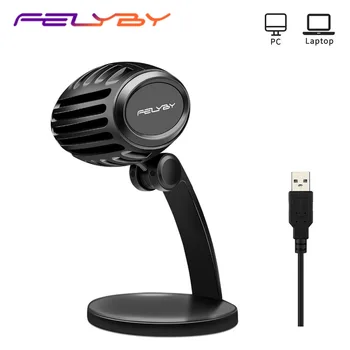 

FELYBY Vertical mini studio voice microphone USB jack desktop condenser microphone wired microphone for PC desktop notebook