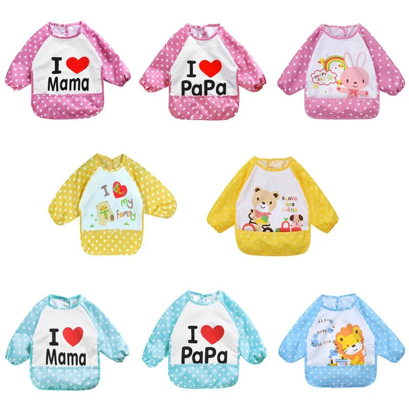 Милая Одежда для девочек и мальчиков с надписью «Baby» с длинными рукавами для младенцев, противоизносное Водонепроницаемый рубашки для кормления