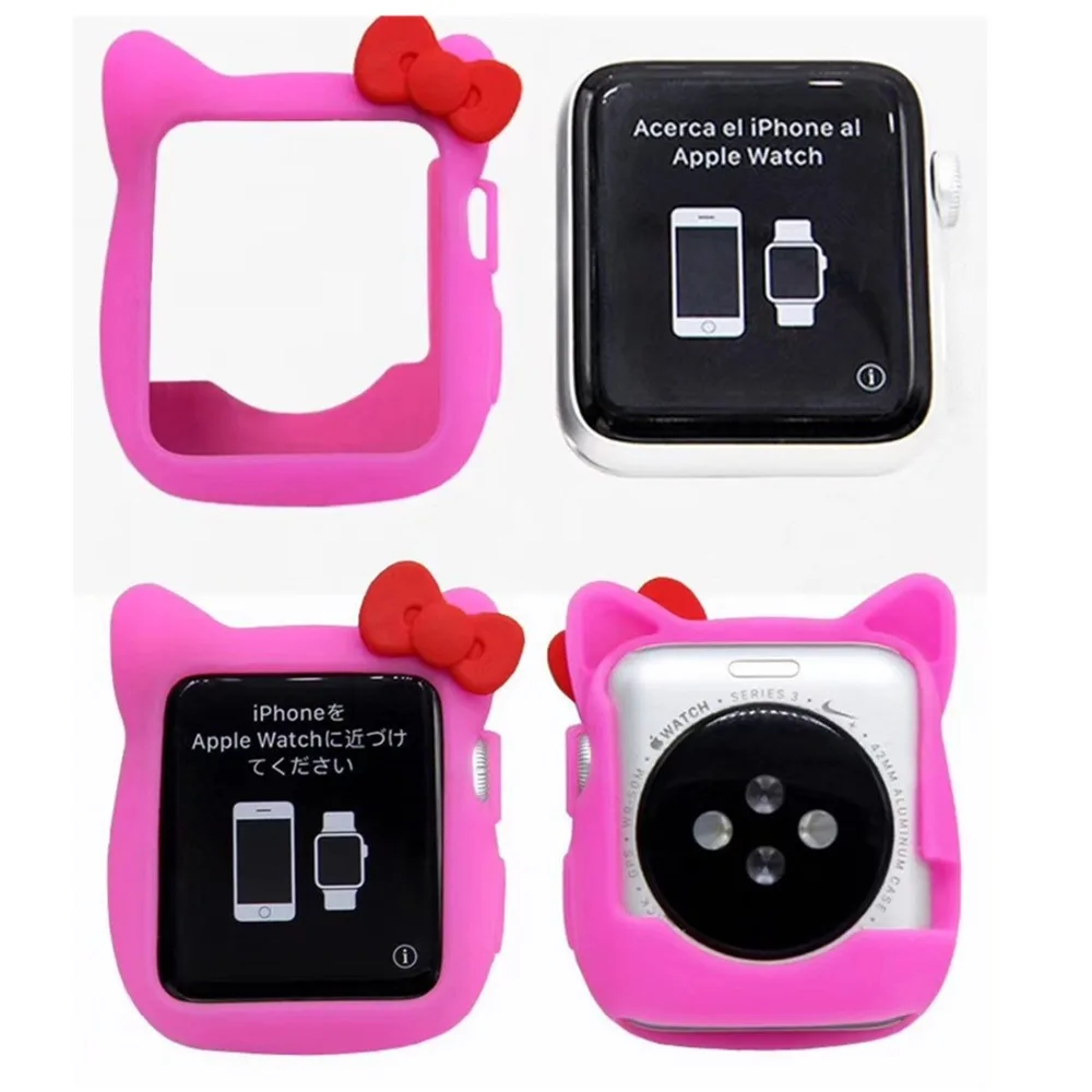 CRESTED Silicone frame cover For Apple Watch case 42mm/38mm series 3/2/1 iwatch rubber full screen protector cartoon shell