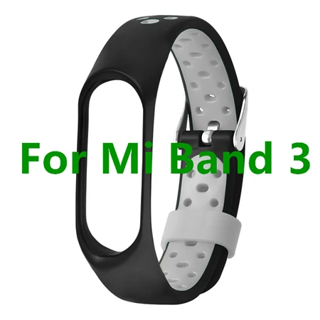 Double Color Mi Band 3 Strap For Xiaomi Mi Band 3 Miband 3 Sport Silicone Bracelet For Xiaomi Mi Band 4 Breathable Watch Band - Цвет: Buckle For Band 3