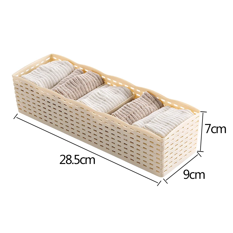 LASPERAL 5 Grids Wardrobe Storage Box Basket Organizer Women Men Socks Bra Underwear Storage Box Plastic Container Organizer
