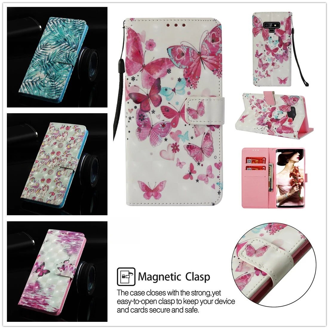 

Flip Leather Wallet Cover for Samsung Galaxy Note9 N960f N960u N9600 Samsung Galaxy Note8 Duos N950FD N950U/U1 N950W N950N Case