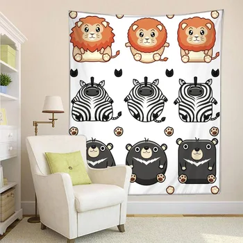 

HommomH Tapestry Art Decor Wall Hanging in Dorm Living Room Bedroom Cute Tropical Animal Zebra Lion