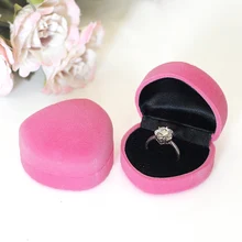 48 шт./лот романтическая розовая бархатная коробочка для кольца в форме сердца серьги шкатулка для украшений подарочные коробки упаковка ювелирных изделий