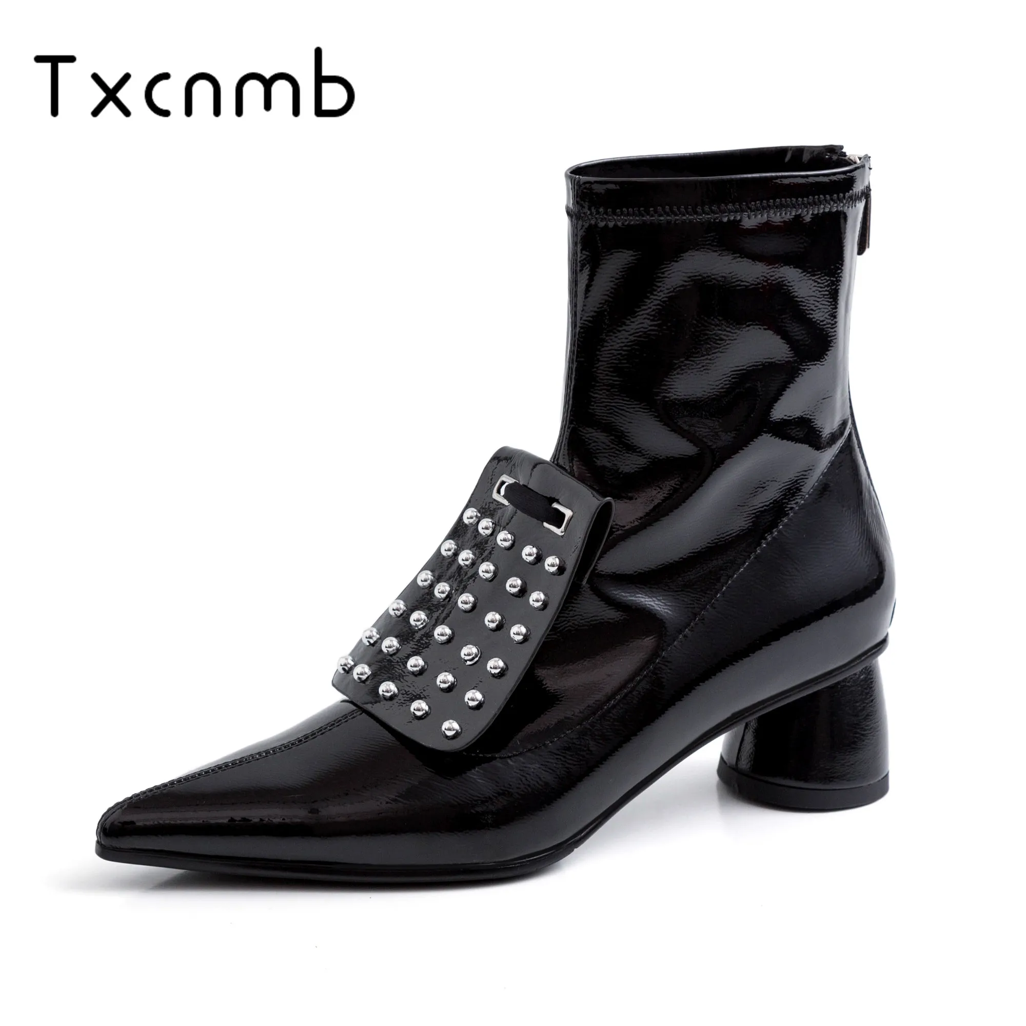 

TXCNMB 2019 Brand New Fashion Genuine Leather boots Women High Heels Ankle Boots Autumn Winter Shoes Party Casual Shoes Woman